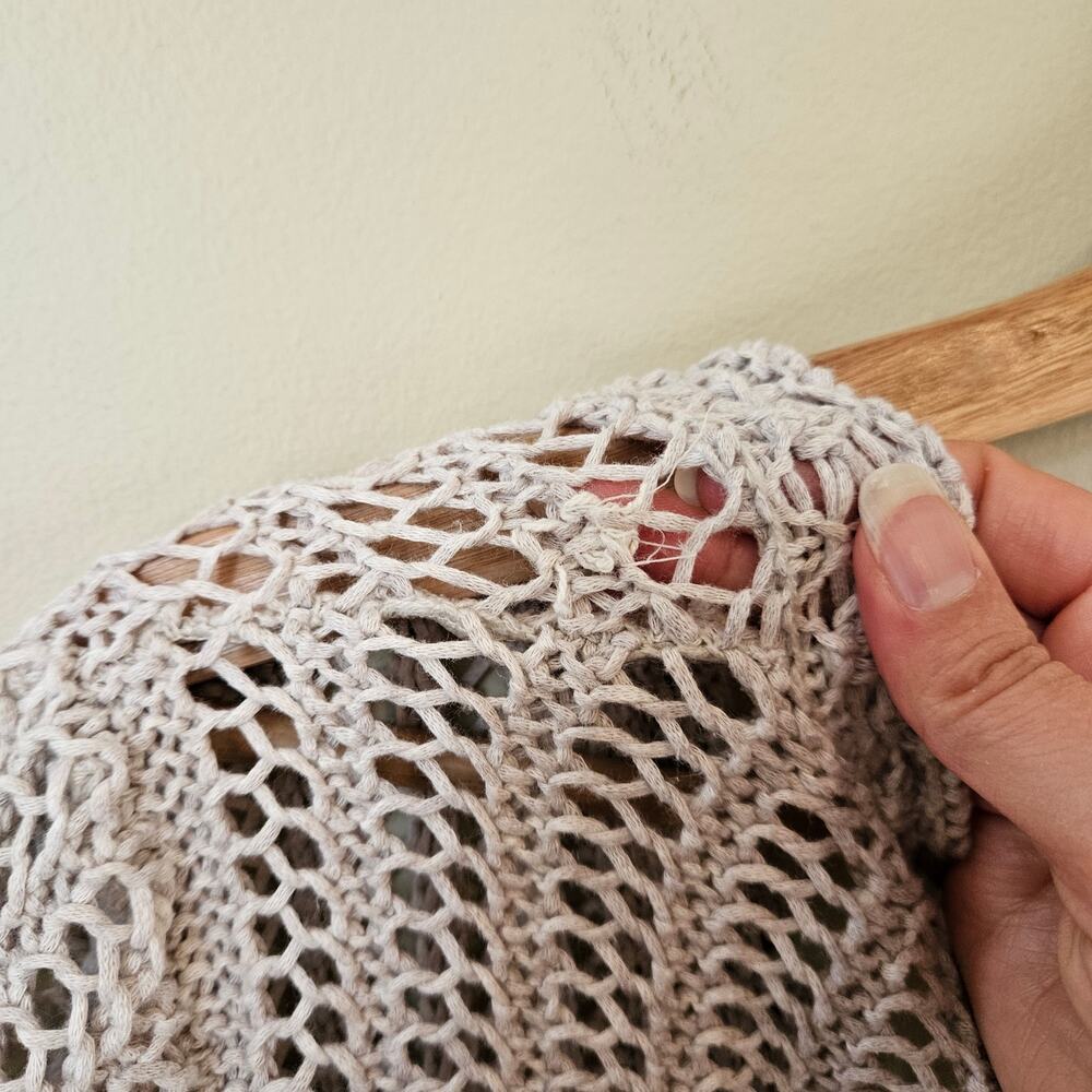 Vintage Women's Crochet Cardigan Small Bell Sleeve Cropped Beige Boho Hippie - Picture 7 of 7